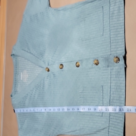 Joyspun Size S (4-6) Green Goddess Hacci Knit Cardigan. Button Front, Pockets - Picture 8 of 10